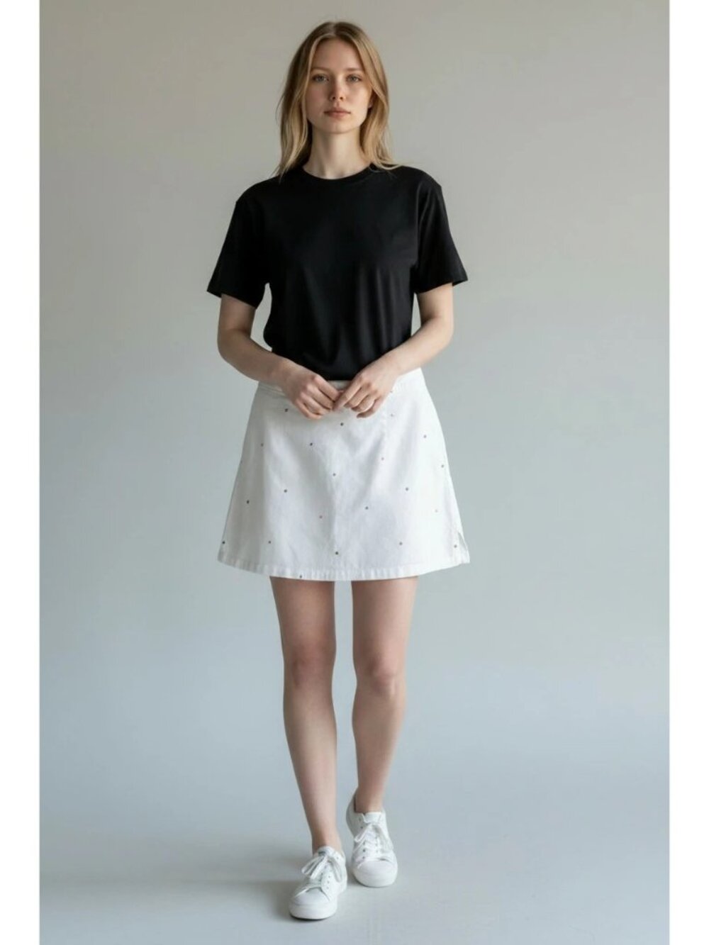 Classic Elements Women’s Embroidered Dot Skirt Skort Casual White Size 8